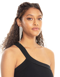 Silver Diamante Chain Drop Earrings - link has visual effect only