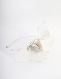 White Faux Leather Petal Headband - link has visual effect only