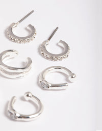 Silver Plated Diamante Hoops 5-Pack - link has visual effect only