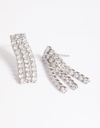 Silver Three Row Drop Earrings - link has visual effect only