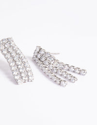 Silver Three Row Drop Earrings - link has visual effect only