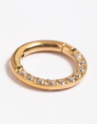 Gold Plated Titanium Cubic Zirconia 6mm Clicker - link has visual effect only