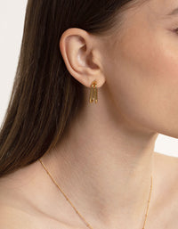 Waterproof Gold Plated Stainless Steel Oval Double Hoop Earrings - link has visual effect only