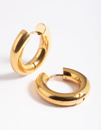 Waterproof Gold Plated Stainless Steel Chunky Medium Hoop Earrings - link has visual effect only