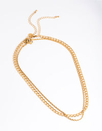 Waterproof Gold Plated Stainless Steel Twist Chain Double Layer Necklace - link has visual effect only