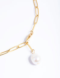 Waterproof Gold Plated Stainless Steel Freshwater Pearl Chain Drop Necklace - link has visual effect only