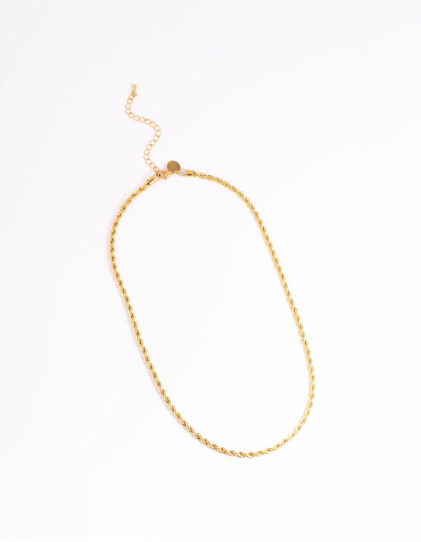 Waterproof Gold Plated Stainless Steel Thick Twist Chain Necklace