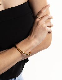 Waterproof Gold Plated Stainless Steel Statement Round Bangle - link has visual effect only