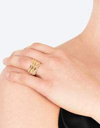 Waterproof Gold Plated Stainless Steel Plain Band Ring Pack - link has visual effect only