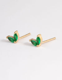 Gold Plated Sterling Silver Cubic Zirconia Dolphin Tail Stud Earrings - link has visual effect only