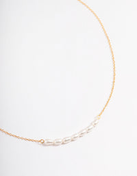 Gold Plated Sterling Silver Freshwater Pearl Row Choker - link has visual effect only