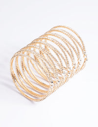 Gold Diamante Cross Over Eight Row Cuff Bracelet - link has visual effect only