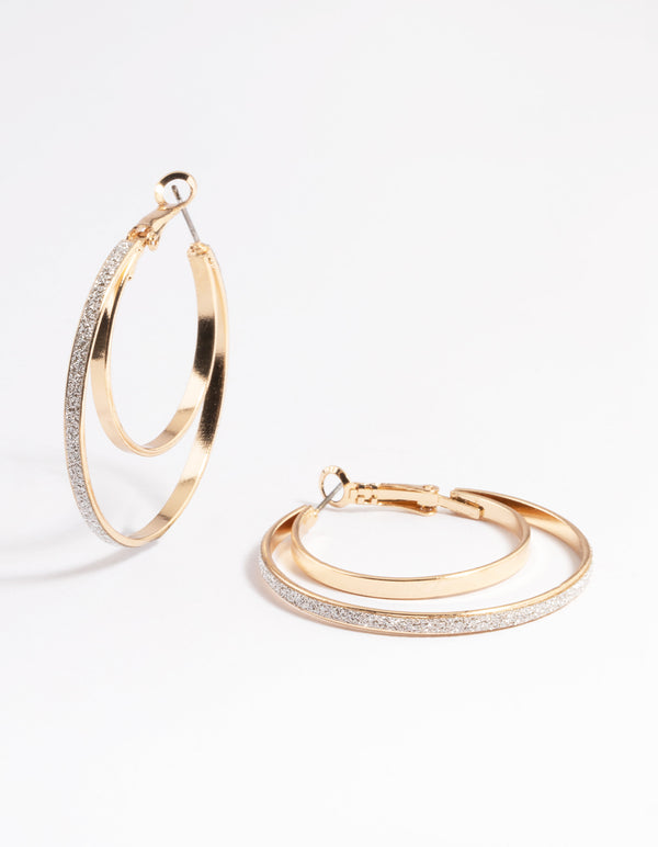 Silver Double Glitter Paper Hoop Earrings