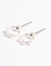 Silver Pearl Circle Stud Earrings - link has visual effect only