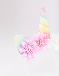 Kids Rainbow Unicorn & Flower Headband - link has visual effect only