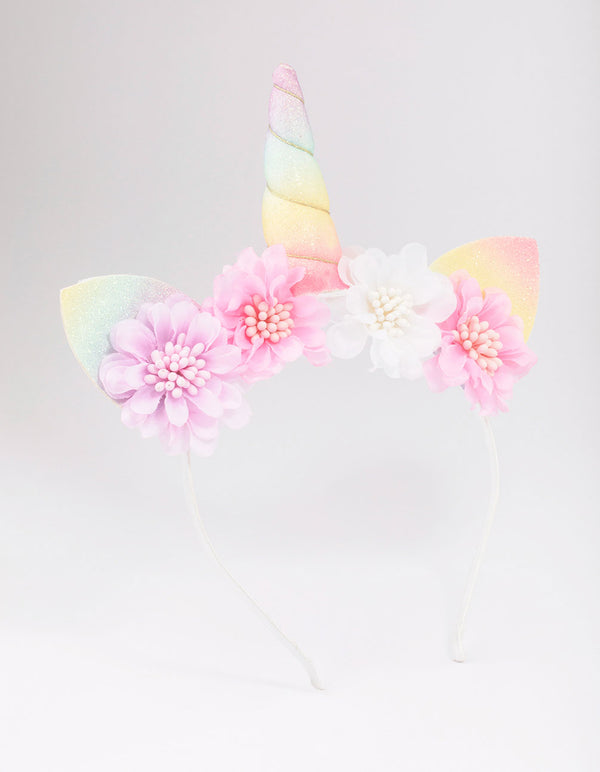 Kids Rainbow Unicorn & Flower Headband