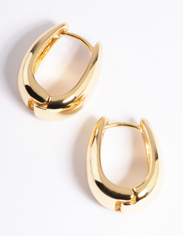 Gold Plated Brass Bold Tapered Hoop Earrings