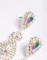 Silver Flower Stud Teardrop Earrings - link has visual effect only