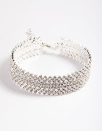 Silver 9 Row Twist Diamante Cuff Bangle - link has visual effect only