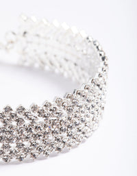 Silver 9 Row Twist Diamante Cuff Bangle - link has visual effect only