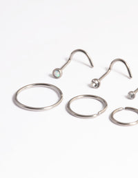 Titanium Cubic Zirconia & Oval Nose 6-Pack - link has visual effect only