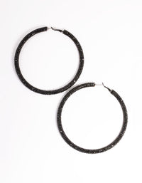 Black Jet 85mm Encrusted Hoop Earrings - link has visual effect only