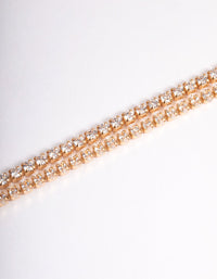 Gold Cubic Zirconia Mini Cupchain Double Row Tennis Bracelet - link has visual effect only