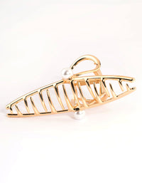 Gold Single Pearl Dainty Claw Clip - link has visual effect only