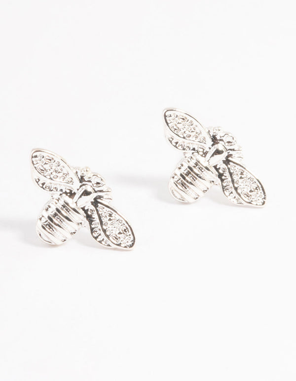 Silver Small Bee Stud Earrings