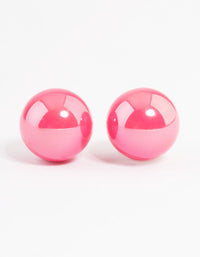 Pink Shiny Ball Stud Earrings - link has visual effect only