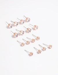 Rose Gold Classic Diamante Studs 8-Pack - link has visual effect only