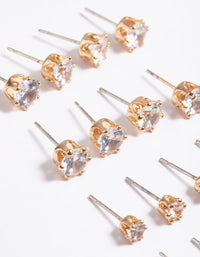 Gold Classic Diamante Studs 8-Pack - link has visual effect only