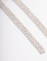 Silver Cubic Zirconia Cup Chain Back & Front Sandwich Earrings - link has visual effect only