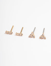 Gold Mini Cubic Zirconia Stud Earrings Pack - link has visual effect only