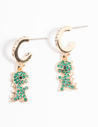 Gold Diamante Dinosaur Hoop Earrings - link has visual effect only