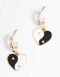 Gold Enamel Yin & Yang Hoop Earrings - link has visual effect only