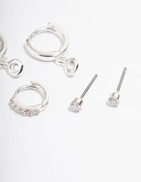 Silver Clear Stud & Huggies Pack - link has visual effect only