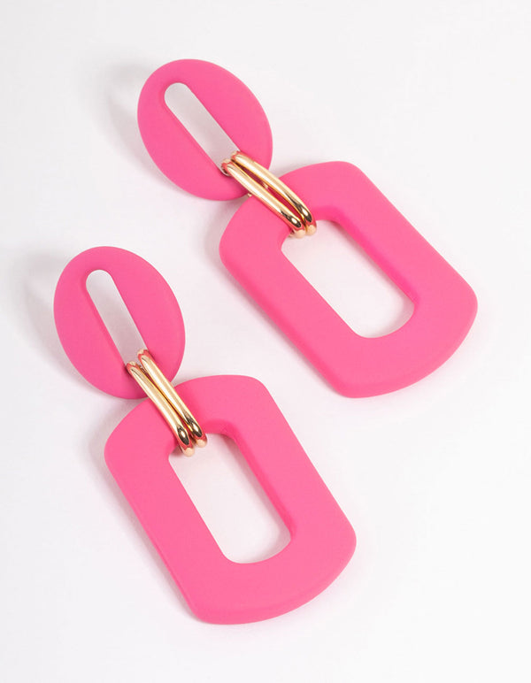 Gold Mini Rubber Link Drop Earrings