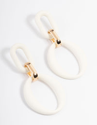 Gold Rubber Coated Link Drop Earrings - link has visual effect only