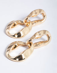 Gold Molten Oval Loop Drop Earrings - link has visual effect only