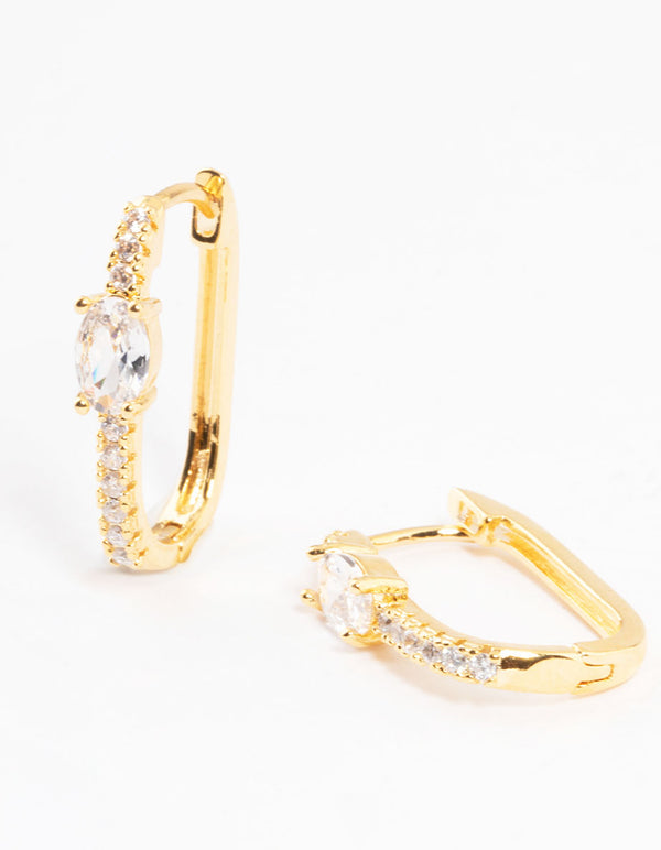 Gold Plated Cubic Zirconia Huggie Earrings