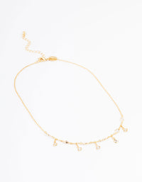 Gold Plated Cubic Zirconia Dainty Chain Drop Necklace - link has visual effect only