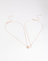 Rose Gold Heart & Key Necklace Pack - link has visual effect only