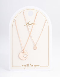 Rose Gold Heart Disc Cut Out Necklace Pack - link has visual effect only