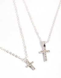 Silver Diamante Cross Layered Necklace - link has visual effect only