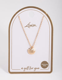 Gold Freshwater Pearl & Clam Pendant Necklace - link has visual effect only