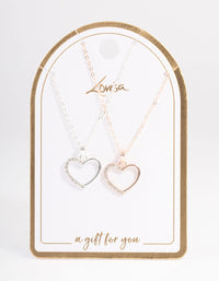 Mixed Metal Open Heart Diamante Necklace Pack - link has visual effect only