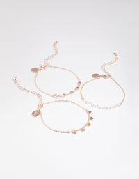 Rose Gold Disc, Pearl & Heart Bracelet Pack - link has visual effect only