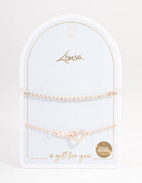 Rose Gold Cupchain Diamante Heart Bracelet Pack - link has visual effect only