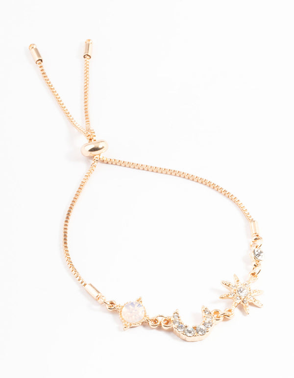 Gold Pretty Diamante Celestial Bracelet